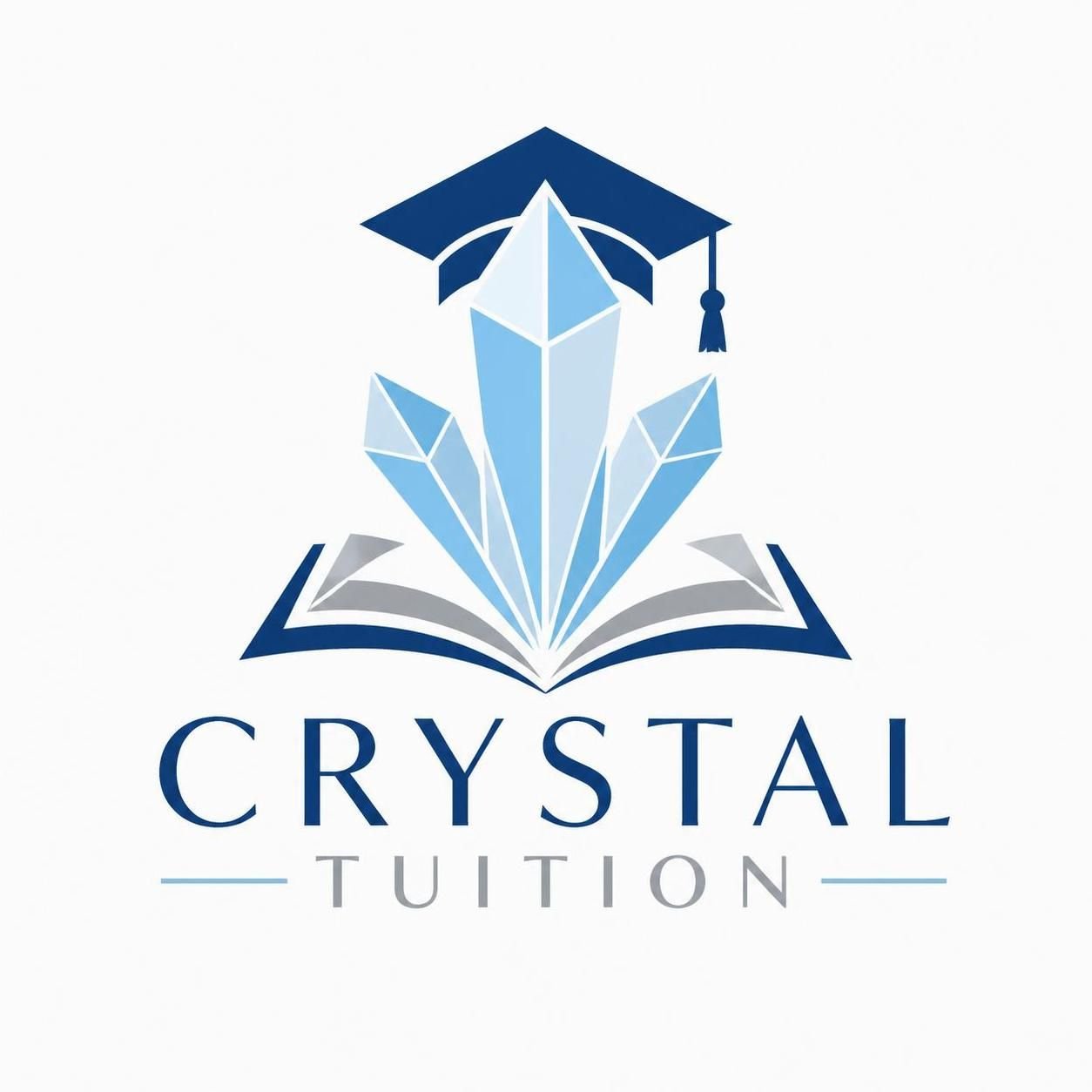 crystal in open book mortar board text crystal tuition